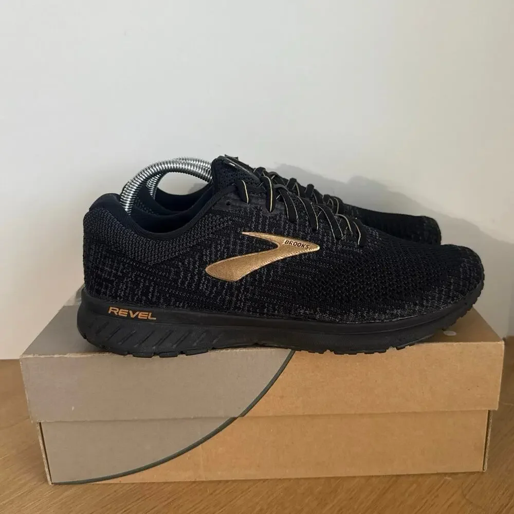 Brooks Revel 3 Black/Gold Men Running Sneakers- SZ 10